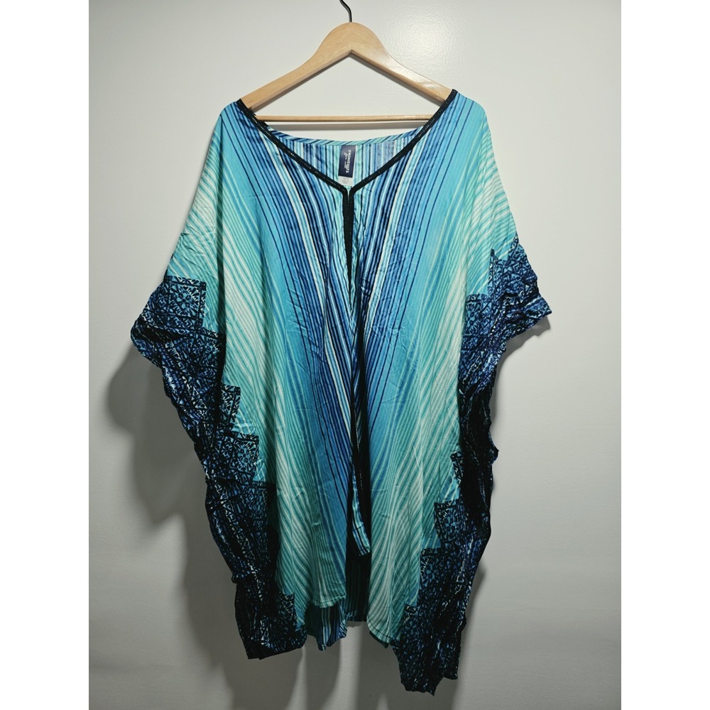 Swimsuits For All  Caftan Women 14/16  Cover Up Tunic Boho Beach 100% Rayon